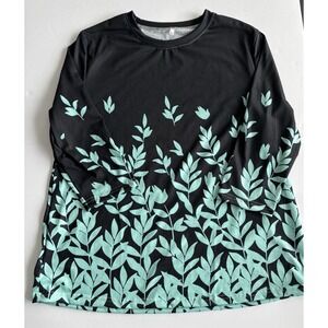 Women's Athletic Leaf Print Top‎ Long Sleeve